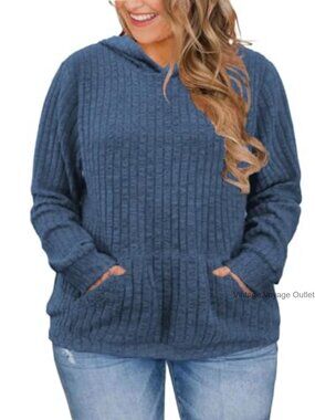 Plus Size Hooded Sweater Pullover Long Sleeve Pocket Cozy Casual Oversized